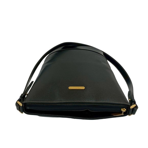 Burberry's Nova Check logo hardware leather shoulder bag/body bag in black - Picture 4 of 10